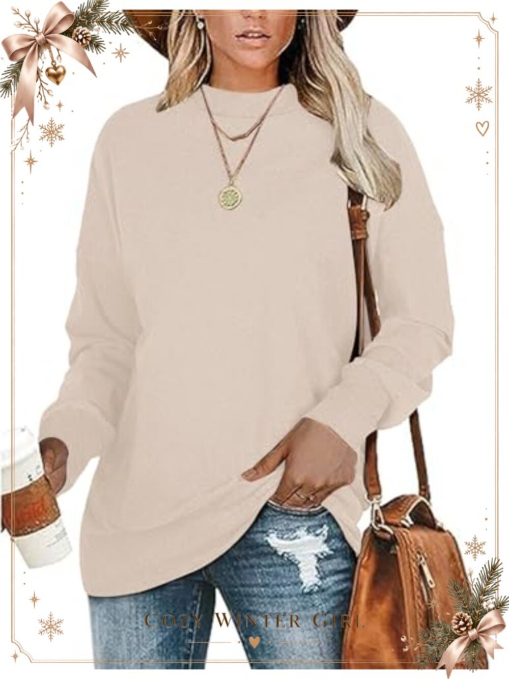 Plus Size Tunic Sweatshirt Long Sleeve Pullover Crew Neck Loose Fit